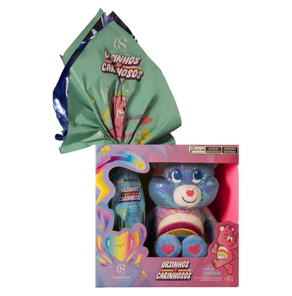 Kit com 3 Ovos de Páscoa ao Leite Ursinhos Carinhosos 170g Com Pelúcia